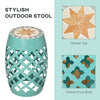 12" Round Patio Outdoor Footstool, Garden Mosaic Accent Side Table, Plant Stand, Blue
