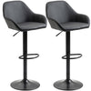 Bar Stools, Bar stools with Backs, Foot Rest, Round Base and Soft PU Leather for Kitchen, Bar, Swivel Bar Stools, Black