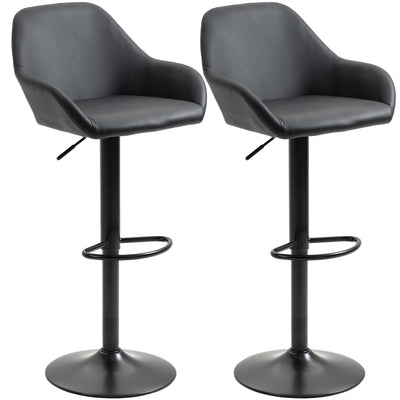 Bar Stools, Bar stools with Backs, Foot Rest, Round Base and Soft PU Leather for Kitchen, Bar, Swivel Bar Stools, Black