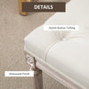 15.75" Vintage Ottoman, Tufted Footstool with Upholstered Seat, Distressed Wood Legs for Bedroom, Living Room, Beige