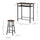 3 Piece Counter Height Bar Table and Chairs Set, Space Saving Dining Table with 2 Matching Stools, Brown/Black