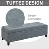 49" Large Tufted Linen Fabric Ottoman Storage Bench With Soft Close Top for Living Room, Entryway, or Bedroom, Light Grey