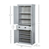72" Traditional Kitchen Pantry Cabinet Cupboard Freestanding Pantry Cabinet with Doors and 3 Adjustable Shelves, Grey