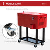80 QT Rolling Cooling Bins Ice Chest on Wheels Outdoor Stand Up Drink Cooler Cart for Party, Red