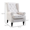 Button-Tufted Accent Chair with High Wingback, Rounded Cushioned Armrests and Thick Padded Seat, Set of 2, Cream White