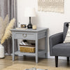 Retro Side Table, End Table with Storage Drawer and Open Shelf for Living Room, Bedroom, Gray