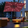 9' x 7' Patio Umbrella Outdoor Table Market Umbrella with Crank, Solar LED Lights, 45Â° Tilt, Push-Button Operation, for Deck, Wine Red