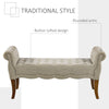 Traditional Style Entryway Bed End Shoe Bench with Button Tufted and Rounded Arm for Living Room, Beige