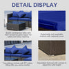 6 Pieces Outdoor PE Rattan Sofa Set, Sectional Conversation Wicker Patio Couch Furniture Set with Cushions and Coffee Table, Blue