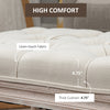 15.75" Vintage Ottoman, Tufted Footstool with Upholstered Seat, Distressed Wood Legs for Bedroom, Living Room, Beige