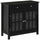 Sideboard Buffet Cabinet, Storage Cupboard with Glass Doors, Adjustable Shelf and 2 Drawers for Kitchen, Black
