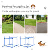 4 Piece Dog Agility Training Equipment with Adjustable Height Jump Bars, Included Carry Bag, & Displacing Top Bar, Blue