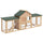 83" Wooden Rabbit Hutch Large Bunny Hutch House with Double Run, Removable Tray and Waterproof Roof for Outdoor, Natural