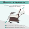 Outdoor Rattan Wicker Rocking Chair Patio Recliner with Soft Cushion, Adjustable Footrest, Max. 135 Degree Backrest, Cream