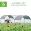 Galvanized Large Metal Chicken Coop Cage Walk-in Enclosure Poultry Hen Run House Playpen Rabbit Hutch with Cover for Backyard, Silver