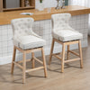 Upholstered Fabric Bar Height Bar Stools, 180° Swivel Nailhead-Trim Pub Chairs, 30" Seat Height with Rubber Wood Legs, Set of 4, Cream