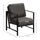 Industrial Accent Chairs with Cushioned Seat and Back, Upholstered Faux Leather Armchair, Living Room Chair with Arms and Steel Legs, Grey