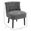 Modern Accent Leisure Chair with Mid Back Button-Tufted Upholstered Fabric and Wooden Legs for Living Room and Bedroom, Dark Grey