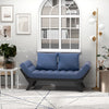 Single Person 3 Position Convertible Chaise Lounger Sofa Bed with 2 Large Pillows and Black Frame, Dark Blue