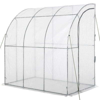 7' x 4' x 7' Outdoor Walk-In Greenhouse, Plant Nursery with Roll-up Door, and PE Cover, White