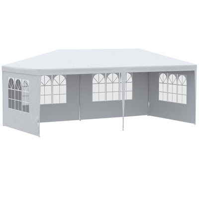 Large 20' x 10' Gazebo Canopy Party Tent with 4 Removable Window Side Walls, Outdoor Events - White