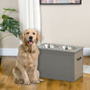 Raised Pet Feeding Storage Station with 2 Stainless Steel Bowls Base for Large Dogs and Other Large Pets, Gray