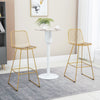 Bar Stools, Metal Bar Stools with Backs, Curved Slatted Backrest, Steel Frame for Kitchen, Bar, Bar Height Bar Stools, Gold