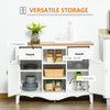 42" French Style Sideboard Storage Cabinet, Serving Buffet with Drawers and Adjustable Shelves for Dining Room, Living Room, or Kitchen, White
