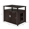 Wooden Cat Litter Box Enclosure Furniture with Adjustable Interior Wall & Large Tabletop for Nightstand  Brown