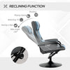 Recliner Chair with Ottoman, Video Gaming Chair, Racing Style Upholstered Swivel Recliner with Footrest, Headrest and Lumbar Support, Grey/Blue