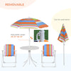 Kids Folding Table and Chairs Set Color Stripes for Outdoor Garden Patio Backyard with Removable & Height Adjustable Sun Umbrella, Multi