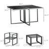 9 Pieces Patio Dining Sets with 4 Chairs, 4 Ottoman and Glass Table, Cushioned Seating and Back, Aluminum Frame, Space Saving for Lawn