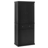 72" Traditional Freestanding Kitchen Pantry Cupboard with 2 Cabinet, Drawer and Adjustable Shelves, Black