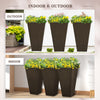 28" Tall Plastic Flower Pot, Set of 3, Large Outdoor & Indoor Plastic Garden Planters, for Entryway, Patio, Yard, Brown
