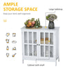 Storage Sideboard Buffet Cabinet Credenza with 2 Transparent Doors Dining Cupboard for Multifunction in Kitchen, Hallway, Living Room White