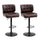 Bar Height Bar Stools Set of 2 with Adjustable Seat, Thick Padded Cushion and Metal Footrest for Home Bar, Brown