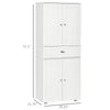 Kitchen Pantry Cabinet, Tall Kitchen Storage Cabinet, Freestanding Pantry with 2 Double Doors, Adjustable Hinge and Drawer for Kitchen, White