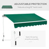 8' x 7' Patio Manual Retractable Awning Outdoor Patio Sun Shade w/ Crank Handle Deck Window Cover  Green
