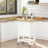Kitchen Cart, Rolling Kitchen Island Cart on Wheels with Bottom Shelf, Rubber Wood Countertop and Handle, White