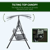 3-Person Porch Swing with Stand, Outdoor Swing for Patio Porch with Adjustable Tilt Canopy and Swing Bench-Style Seat, Steel Frame, Grey