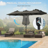 Double-sided Patio Umbrella 9.5' Large Outdoor Market Umbrella with Push Button Tilt and Crank, 3 Air Vents and 12 Ribs, for Garden, Deck, Pool, Grey
