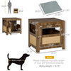 Dog Crate Furniture with Cushion, Wooden Dog Kennel End Table with Lockable Door, for Miniature Dogs, Indoor, Walnut