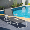 Folding Chaise Lounge, 4-Position Adjustable Lounge Chair with Armrests for Lawn, Patio, Beach, Deck, Dark Gray