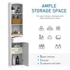 Slim Bathroom Storage Cabinet, Freestanding Linen Cabinet with Knob, Stripe Pattern and 3 Open Shelves, 1 Drawer, Bath Room Cabinet, White