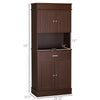 72" Kitchen Buffet with Hutch, Freestanding Pantry Cupboard with Utility Drawer, 2 Door Cabinets and Countertop, Brown