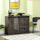 Farmhouse Kitchen Sideboard, Buffet Cabinet with Sliding Barn Door and 3 Storage Drawers for Living Room, Dark Grey