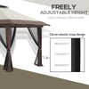 13' x 13' Pop Up Gazebo with Netting, Foldable Patio Canopy Tent with 2-Tier Roof, Adjustable Height Shelter, Wheel Carrying Bag, Water/Sand Bag Weights for Outdoor, Garden, Parties, Beige
