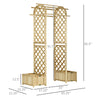 7.5FT Garden Arch Trellis with Foldeable Planter Boxes for Climbing Vines, Outdoor Wooden Garden Arbor for Ceremony Party Weddings, Natural