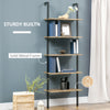 Industrial 5 Tier Ladder Shelf, Wall Mount Storage Shelves Bookcase with Metal Frame, Corner Unit, Plant Flower Rack for Balcony, Brown