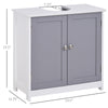 Under-Sink Bathroom Cabinet, Storage Unit with U-Shape Cut-out and Adjustable Internal Shelf, White and Grey